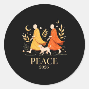 Adesivo Caminhe em paz monges da paz mundial 2026 com o cã