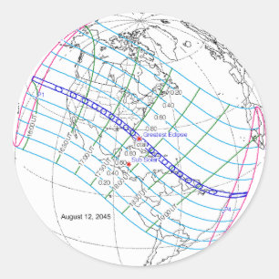Adesivo Caminho Global do Eclipse Solar 2045