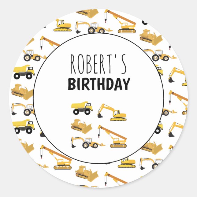 Adesivo Caminhões de Construção - Meninos Personalizados (Frente)