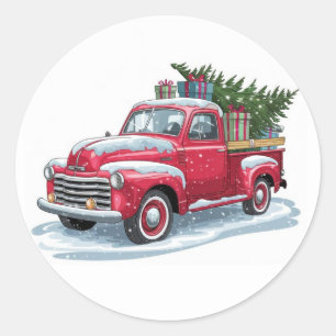 Adesivo Caminhonete Vermelha e Árvore de Natal