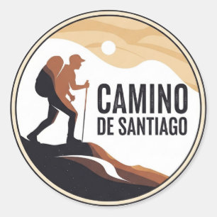Adesivo Camino de Santiago Hiker Caminhando Sunset