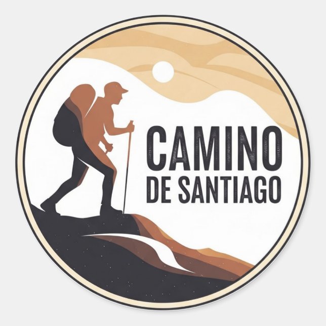 Adesivo Camino de Santiago Hiker Caminhando Sunset (Frente)
