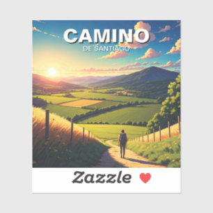 Adesivo Camino de Santiago Hiker Caminhando Sunset