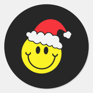 Adesivo Camisa Amarela do Rosto Sorridente de Natal Chapéu
