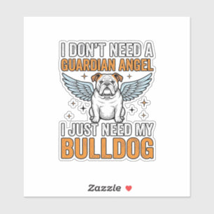 Adesivo Camisa Anjo da Guarda Bulldog Amante de Cães Vinta