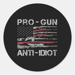 Adesivo Camisa Anti Idiota Pro Arma Bandeira Vintage EUA 2