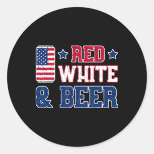 Adesivo Camisa Branca Vermelha E Cerveja - Usa 4 De Julho 
