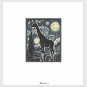 Adesivo Camisa com Gravação de Girafa Vintage Noite Estrel
