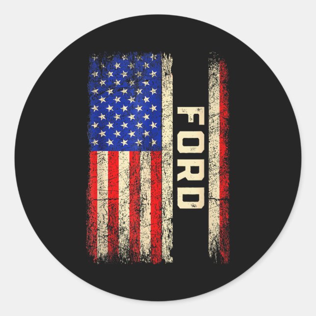 Adesivo Camisa com Sobrenome Ford Nome Ford Bandeira Ameri (Frente)