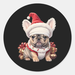 Adesivo Camisa Cute French Bulldog Santa Hat Merry Christm