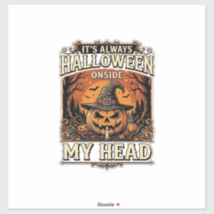 Adesivo Camisa de Abóbora de Halloween Vintage com Chapéu 