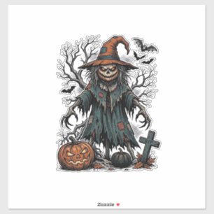 Adesivo Camisa de Abóbora de Halloween Vintage Witch Scare