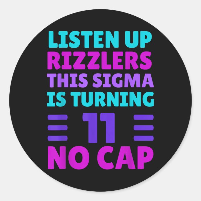 Adesivo Camisa De Aniversário De 11 Anos Engraçado - Rizz, (Frente)