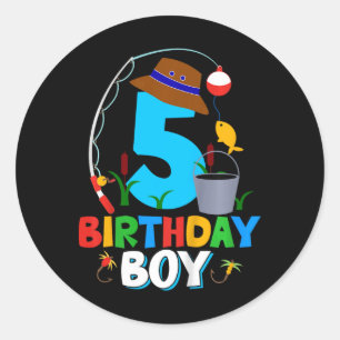 Adesivo Camisa de aniversário de 5 anos para meninos, pesc
