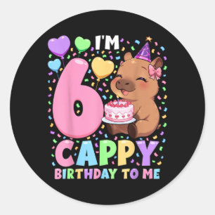 Adesivo Camisa de Aniversário de Capivara 6 Kawaii Menina