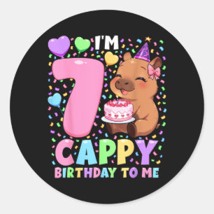 Adesivo Camisa de Aniversário de Capivara 7 Kawaii Garota