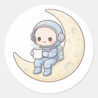 Adesivo Camisa de Astronauta Minúsculo Café Lua Presente E