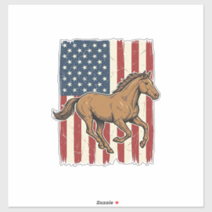 Adesivo Camisa de bandeira patriótica de cavalo de corrida