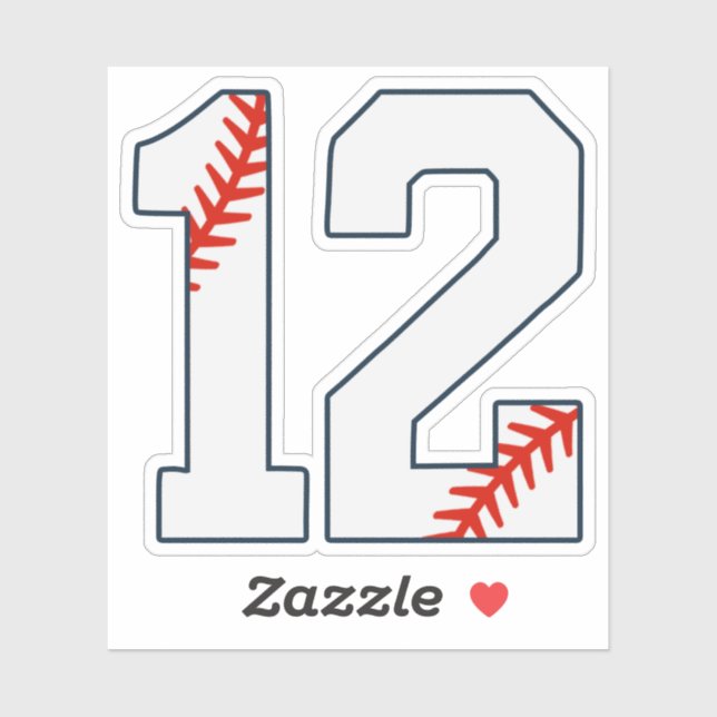 Adesivo Camisa de Beisebol Número 12 (Folha)