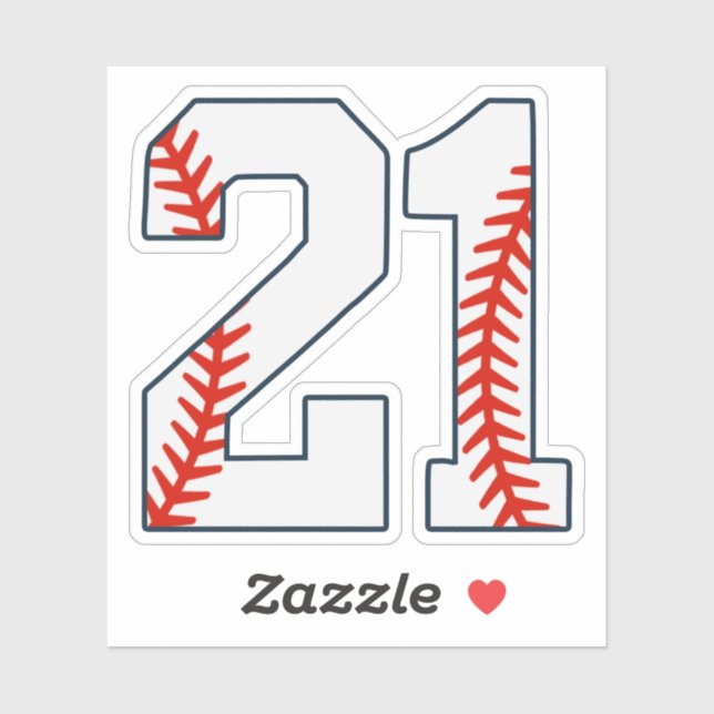 Adesivo Camisa de Beisebol Número 21 (Folha)