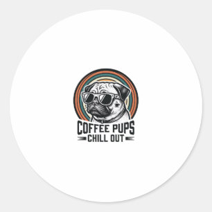Adesivo Camisa de Cachorro Café Retro Chill Pug Gráfico_1