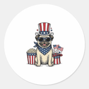 Adesivo Camisa de Cachorro com Desenho de Pug Patriótico d
