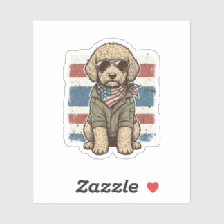 Adesivo Camisa de desenho de cachorro rabiscado patriótico
