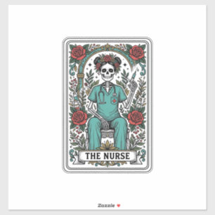 Adesivo Camisa de Desenho de Cartão de Tarot de Enfermeira