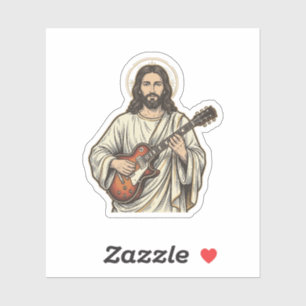 Adesivo Camisa de desenho de gravura de guitarrista sagrad