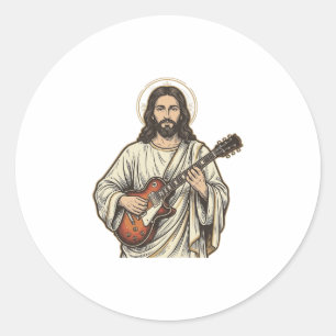 Adesivo Camisa de desenho de gravura de guitarrista sagrad
