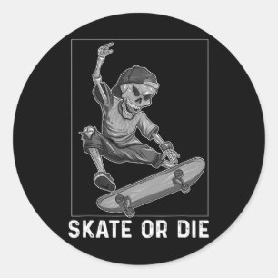 Adesivo Camisa de Esqueleto de Skateboard Skate Or Die Eng