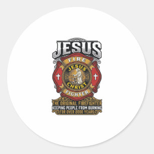 Adesivo Camisa de Fé Cristã Vintage Bombeiro Jesus