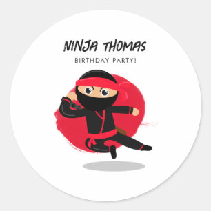 Adesivo Camisa de festa de aniversário infantil ninja fofo
