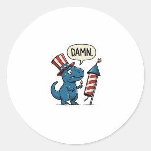 Adesivo Camisa de Fogo Patriótica Divertida de T-Rex Desig