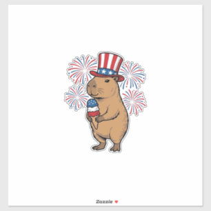 Adesivo Camisa de Fogos de Artifício de Sorvete de Capivar