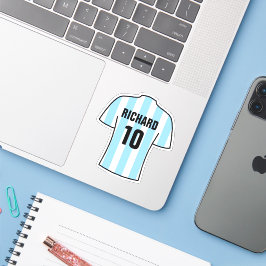 Adesivo Camisa de futebol design in LightBlue & White Stri