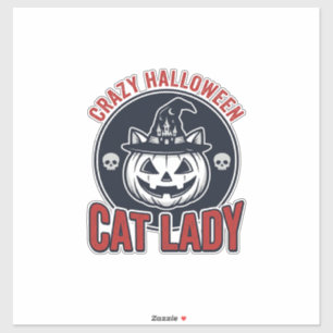 Adesivo Camisa de Gato de Bruxa Vintage Louca Dama do Gato