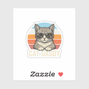 Adesivo Camisa de Gato Legal Vintage Sunset Cat Daddy Desi