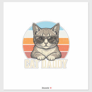 Adesivo Camisa de Gato Legal Vintage Sunset Cat Daddy Desi