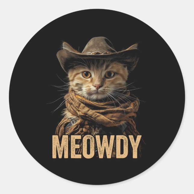 Adesivo Camisa De Gato Meowdy Cowboy País Ocidental (Frente)