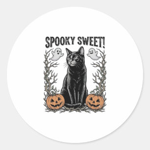 Adesivo Camisa de Gravura de Halloween Vintage de Gato Pre