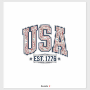 Adesivo Camisa de Gravura Patriótica Vintage EUA Est 1776_