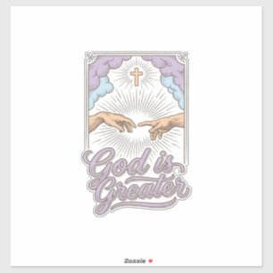 Adesivo Camisa de Gravura Vintage Cristã Deus É Maior_1