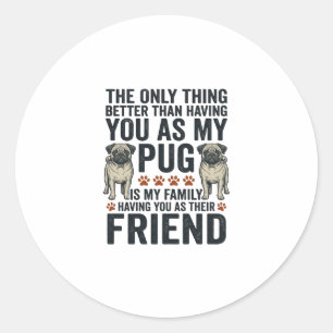 Adesivo Camisa de Gravura Vintage de Família de Pug Engraç