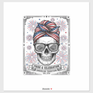 Adesivo Camisa de Gravura Vintage Foguetes Caveira Patriót