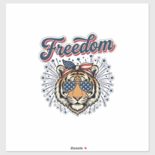 Adesivo Camisa de Gravura Vintage Patriótica Freedom Tiger
