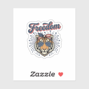 Adesivo Camisa de Gravura Vintage Patriótica Freedom Tiger