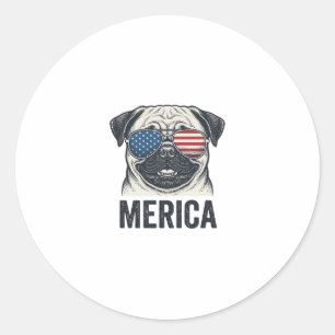 Adesivo Camisa de Gravura Vintage Patriótica Pug Merica De