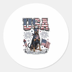 Adesivo Camisa de gravura vintage Patriótico Doberman EUA 