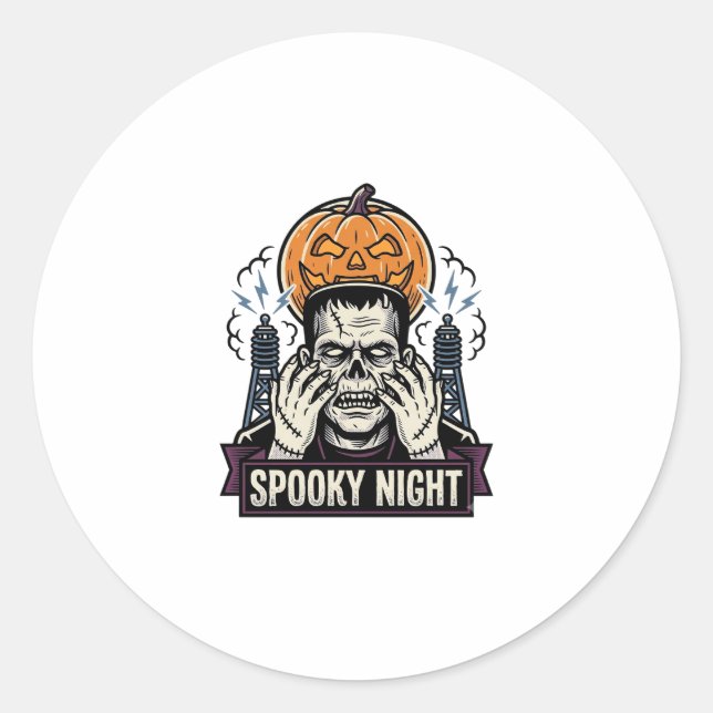 Adesivo Camisa de Halloween de Monstro com Gravação da Lua (Frente)